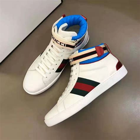 gucci black and white striped high tops|leather high top sneaker Gucci.